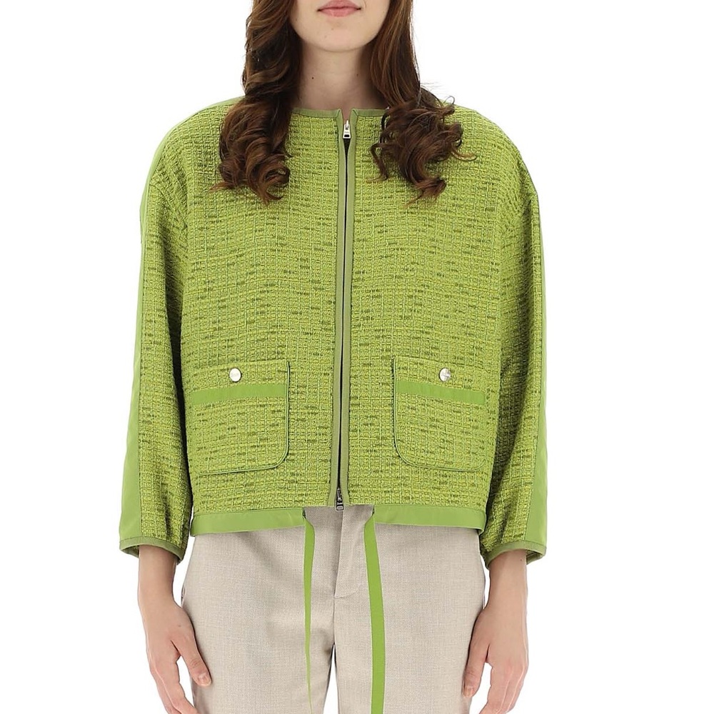 NWOT Herno short tweed boucle pink Drawstring Hem Jacket Bomber oversized 48